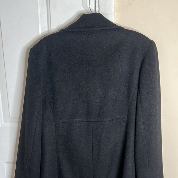 Larry Levine Black Wool Blend Button Down Trench Coat Size 10 - Picture 5 of 9